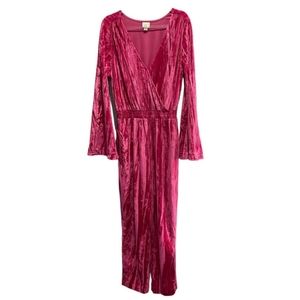 A New Day Pink Velvet Jumpsuit size small